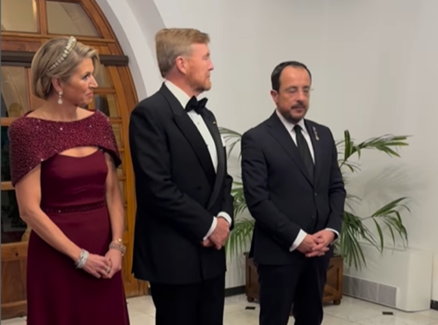 Queen Máxima’s diamond-dripping tiara steals the show at Cyprus state dinner